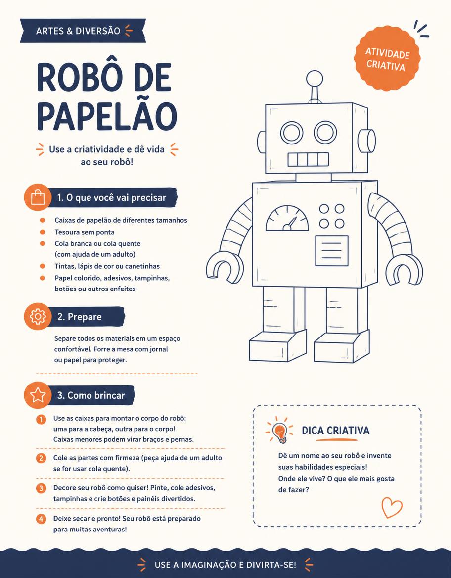 Atividade do kit com o passo a passo de um brinquedo caseiro de papelão